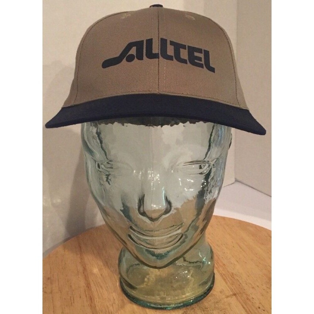 VINTAGE ALLTEL Tan Navy Hat Cap Snapback Wireless Phone Cotton LOGO